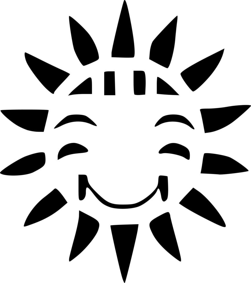 black and white of sun cartoon vector