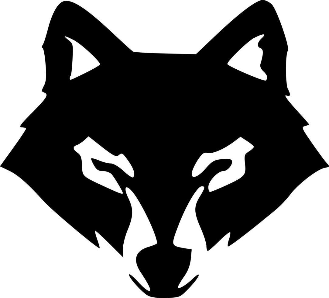 black and white of wolf cartoon vector