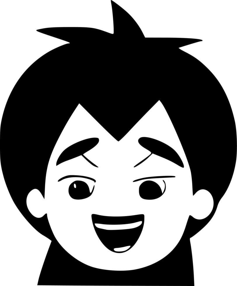 black and whtie of cute boy cartoon vector