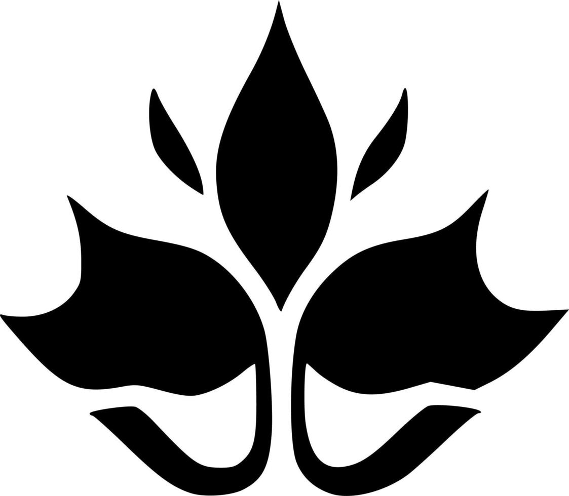 black and white of leaf icon vector