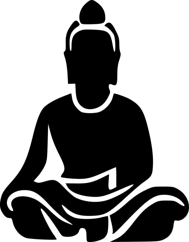 black and white of buddha icon shape vector