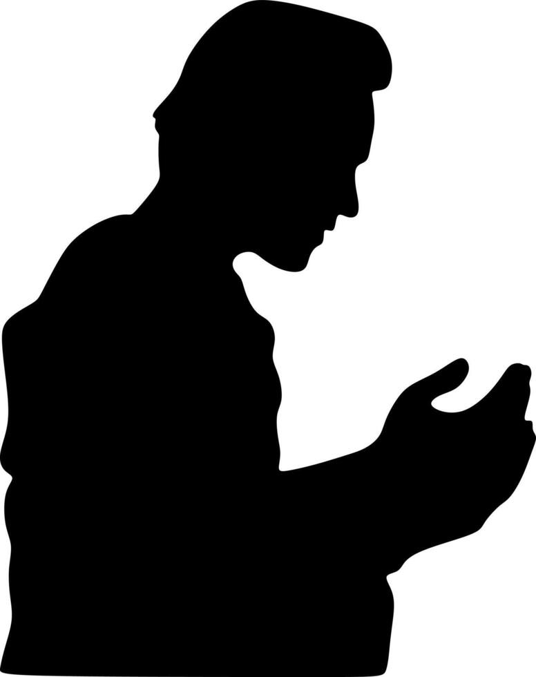 arabic man praying silhouette,black white background,vector illustration vector