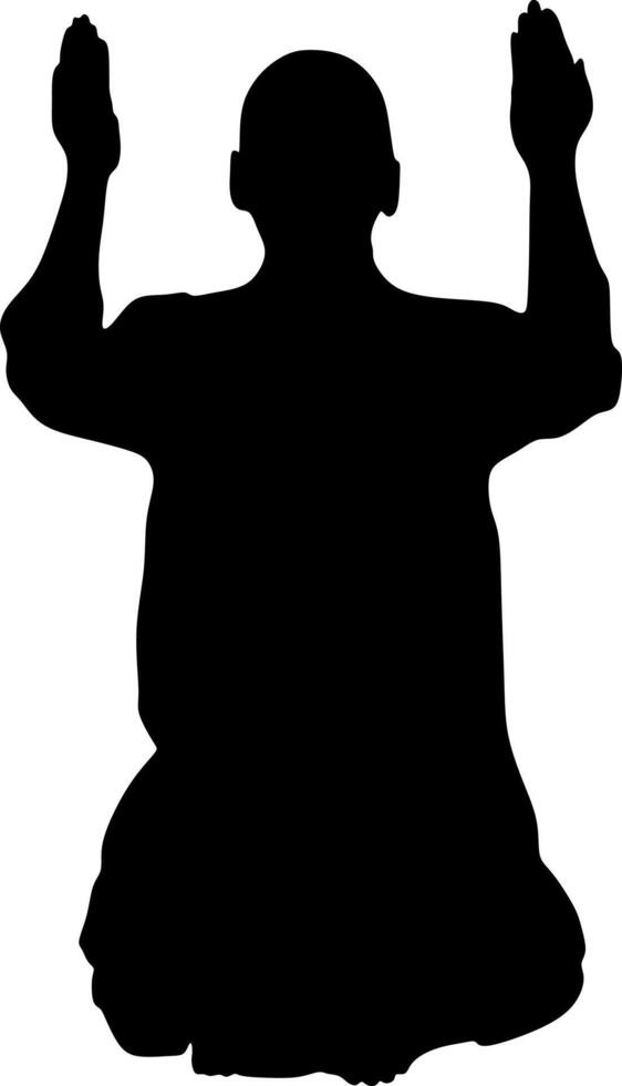 arabic man praying silhouette,black white background,vector illustration vector