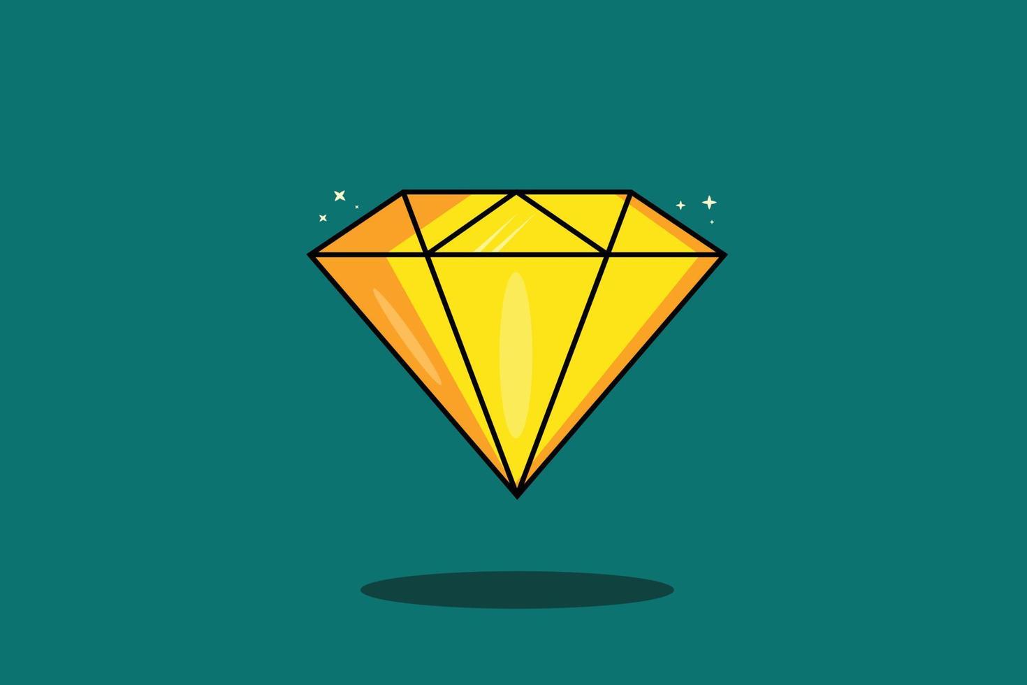 Unique gold diamond jewelery in colourful cartoon line art illustration vector