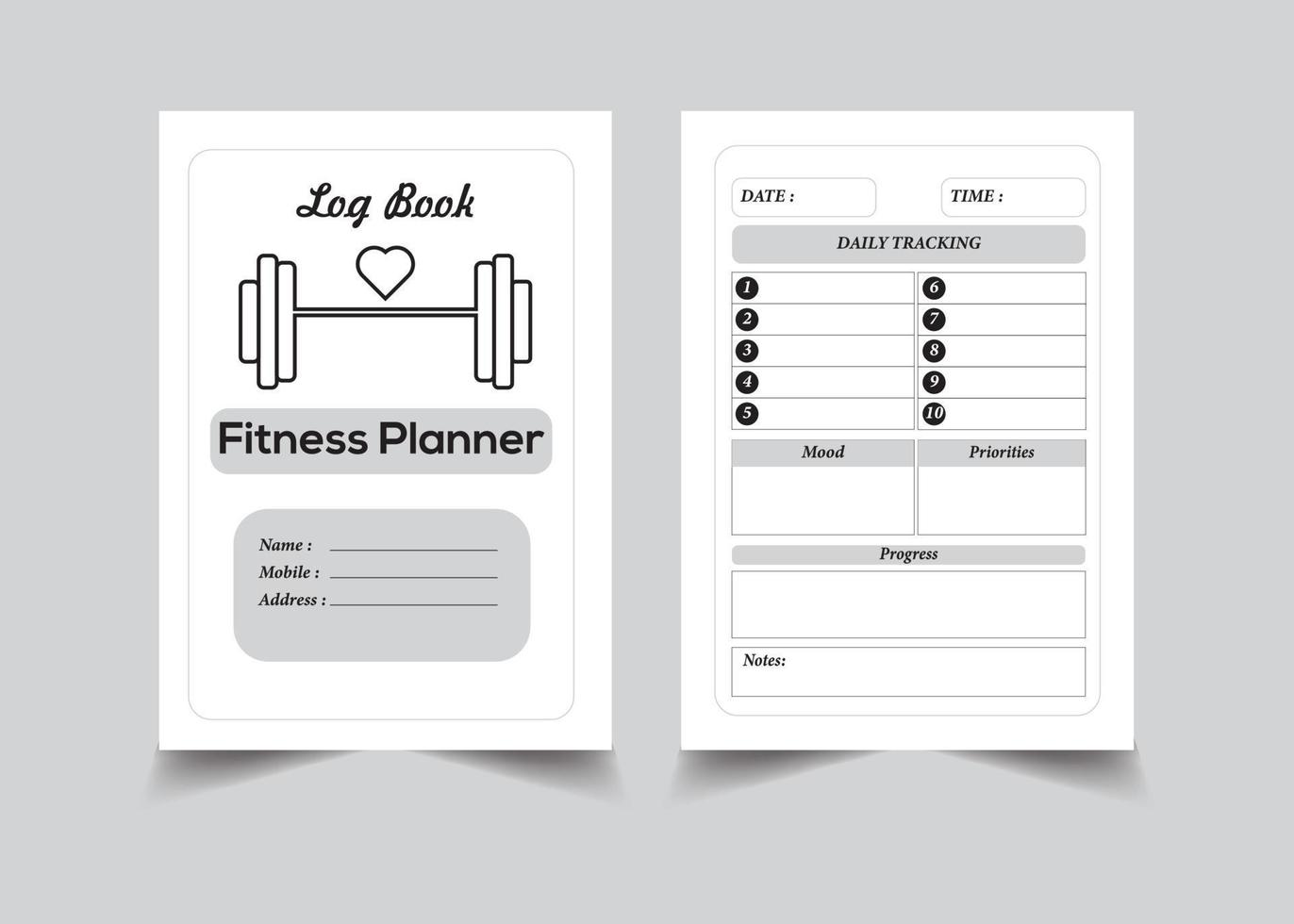 fitness planner exercise tracker daily planner vector