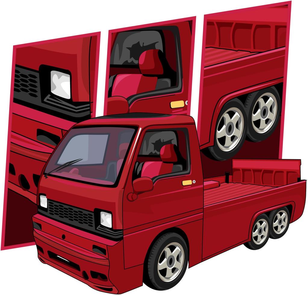 illustration vector graphic of modified pickups perfect for t-shirt design, and poster