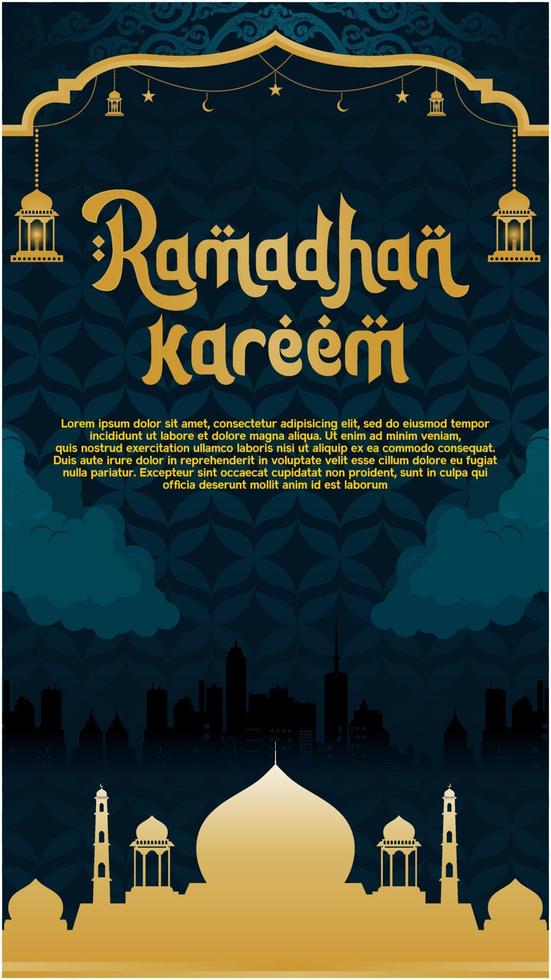 marhaban ya Ramadán social medios de comunicación enviar diseño vector