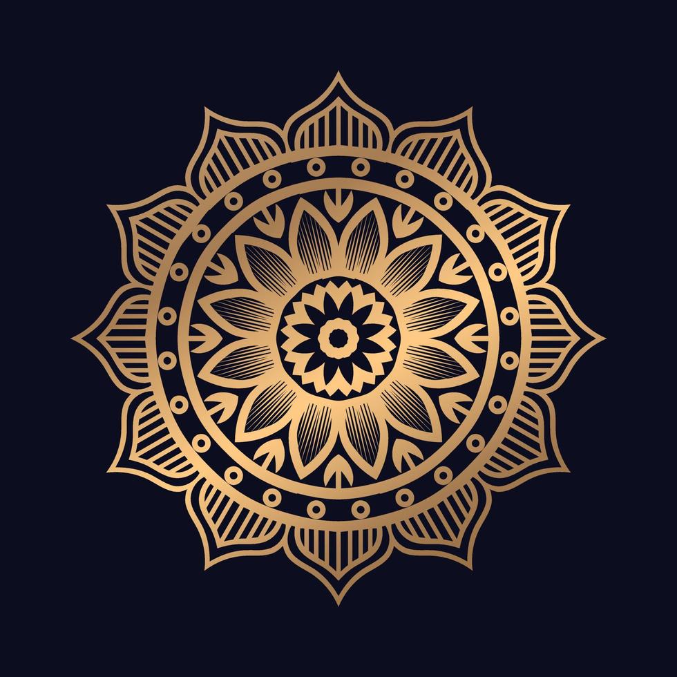 Golden color mandala design background vector