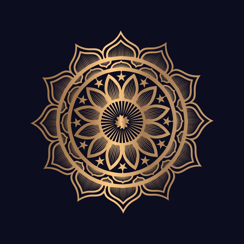 Gold colordecorative mandala design for wedding and Islamic background Vector