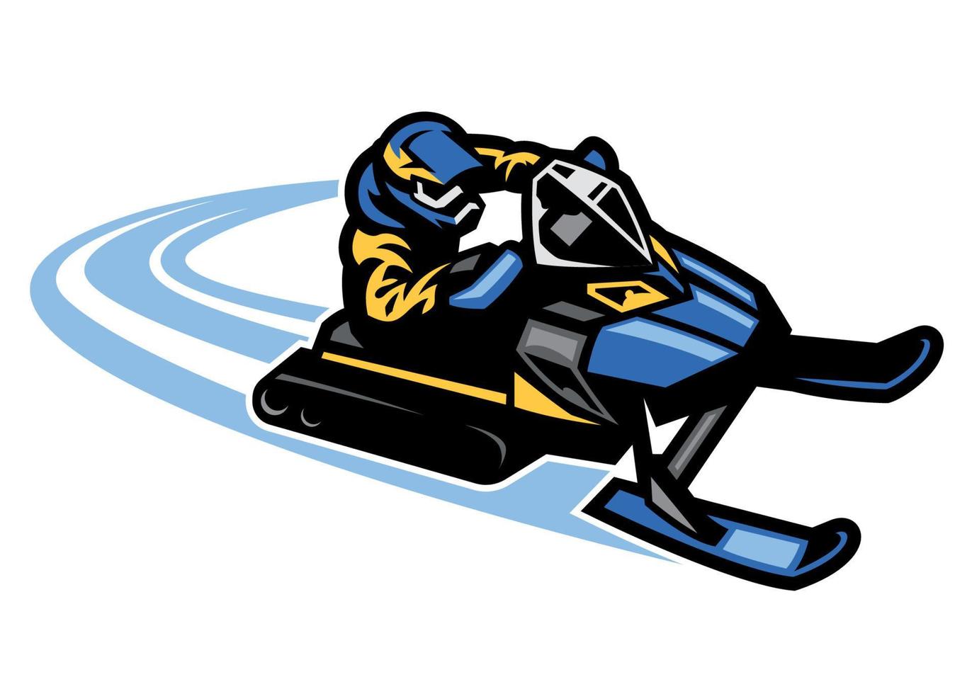 man ride snowmobile in action vector