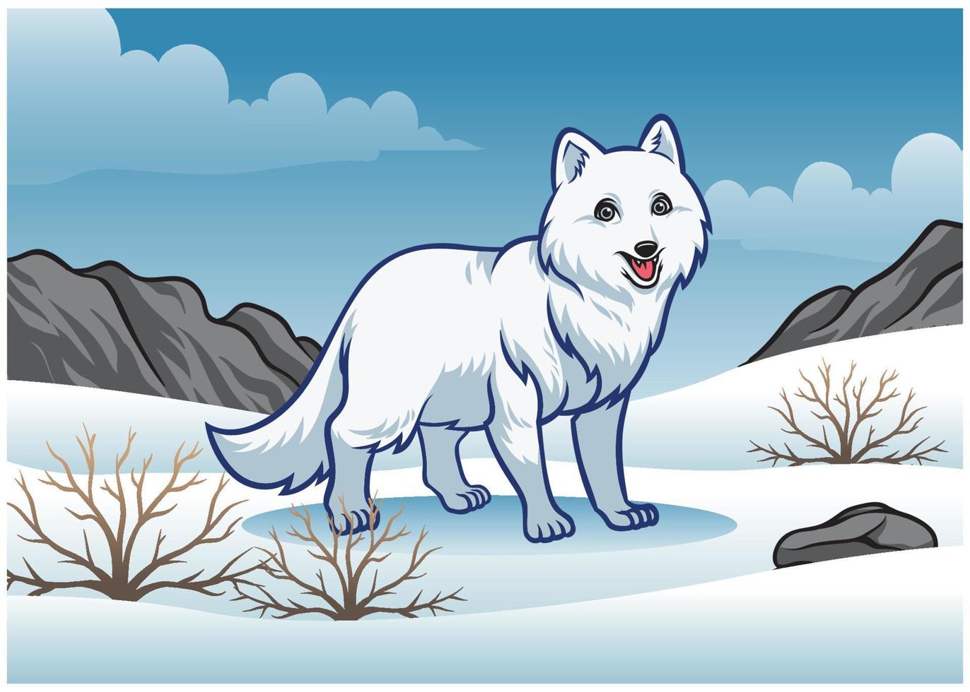 arctic fox in the snowy winter vector