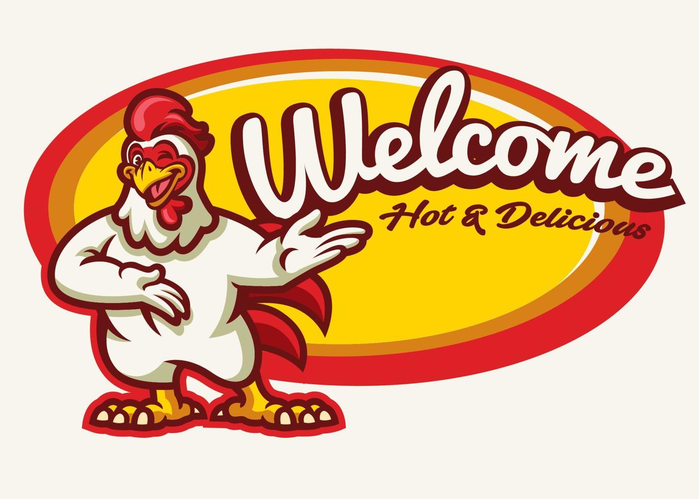 Chicken rooster mascot happy vector