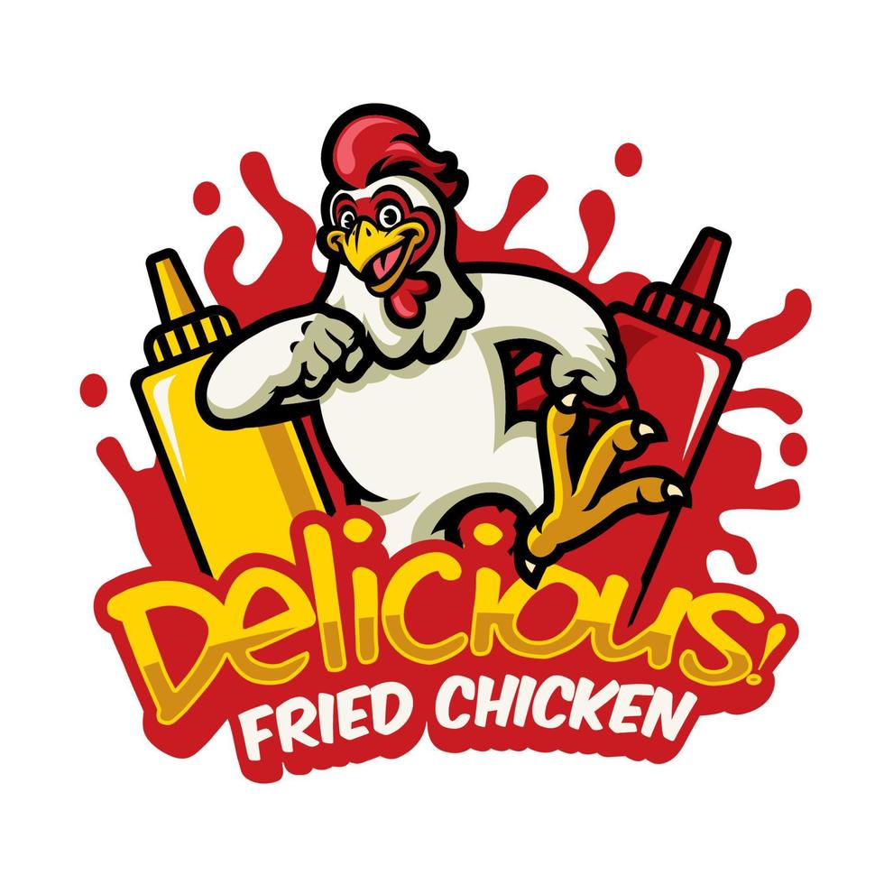 happy Chicken Mascot sign vector