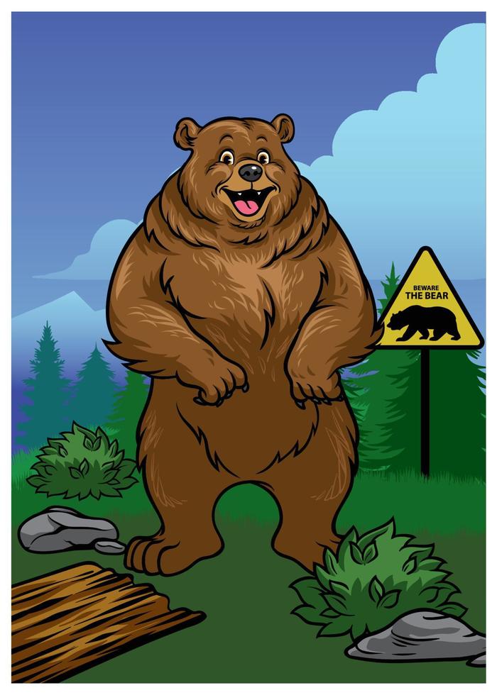Grizzly bear standing in the nature vector