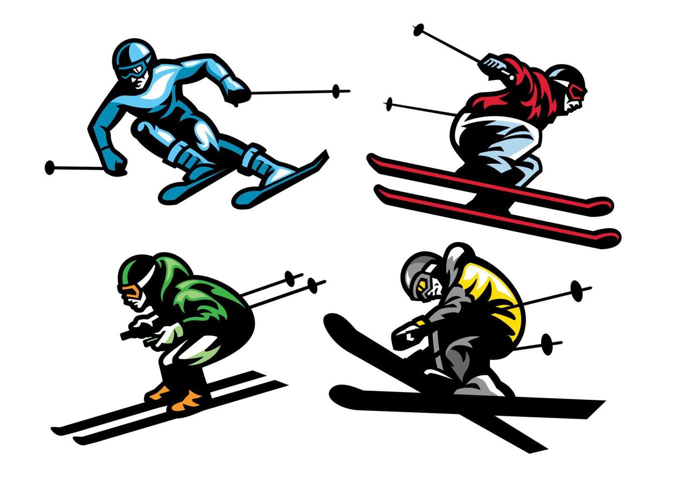skiing athletes in set vector