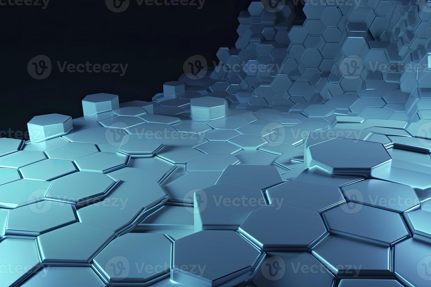Abstract futuristic surface concept with hexagons. Trendy sci-fi technology background photo
