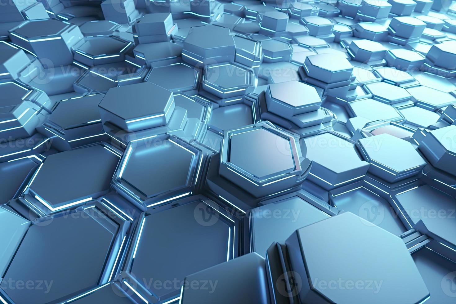 Abstract futuristic surface concept with hexagons. Trendy sci-fi technology background photo