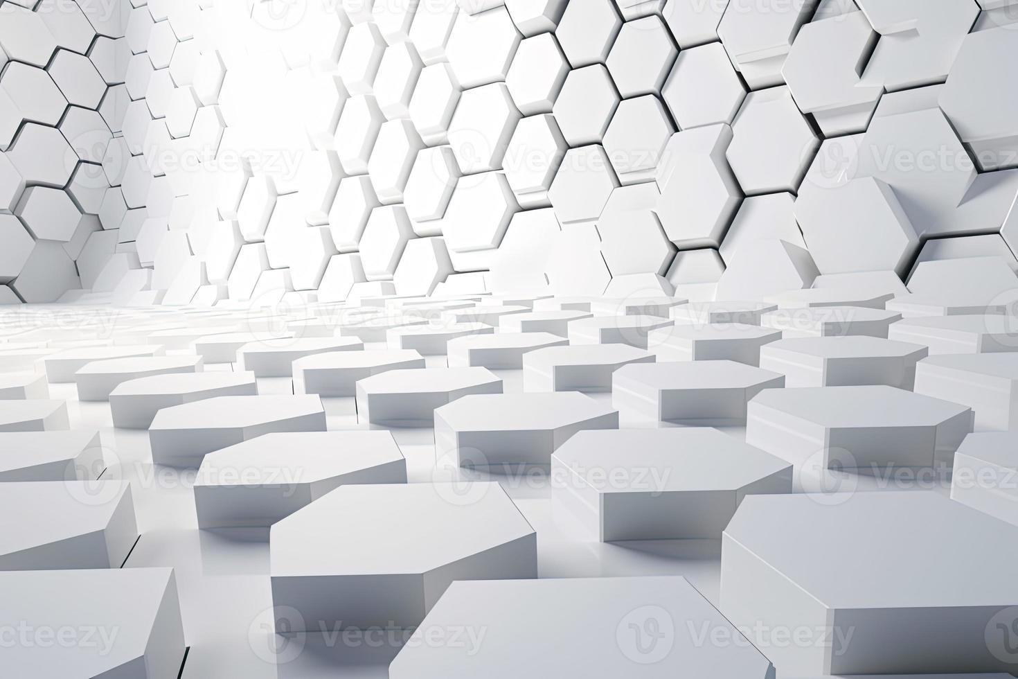 Abstract futuristic surface concept with hexagons. Trendy sci-fi technology background photo