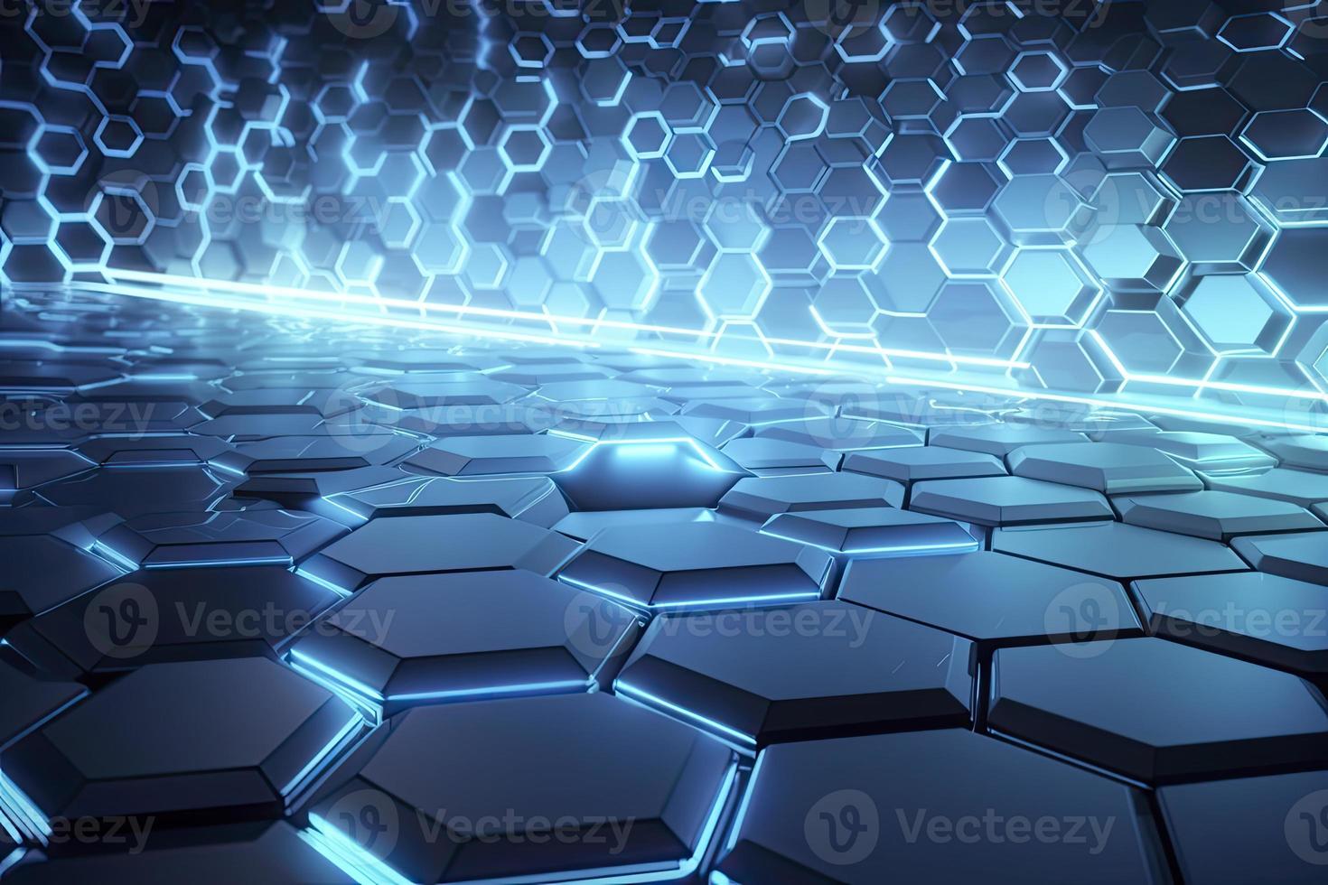 Abstract futuristic surface concept with hexagons. Trendy sci-fi technology background photo