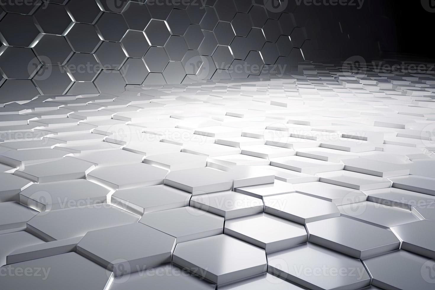 Abstract futuristic surface concept with hexagons. Trendy sci-fi technology background photo