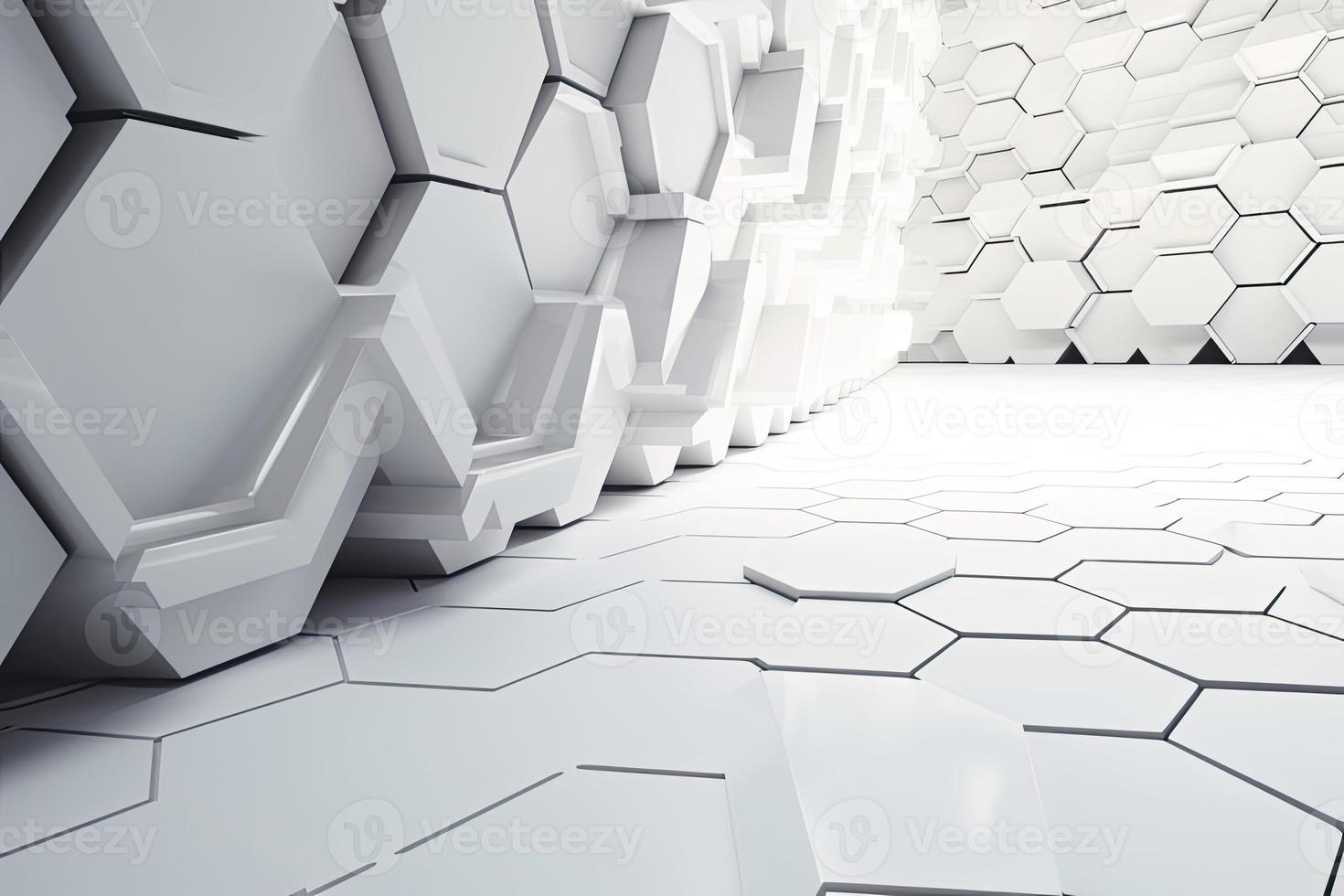 Abstract futuristic surface concept with hexagons. Trendy sci-fi technology background photo