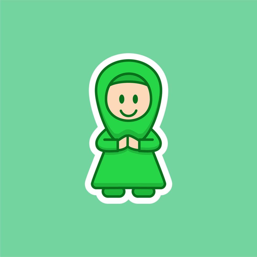 Cute Muslim Woman Cartoon vector
