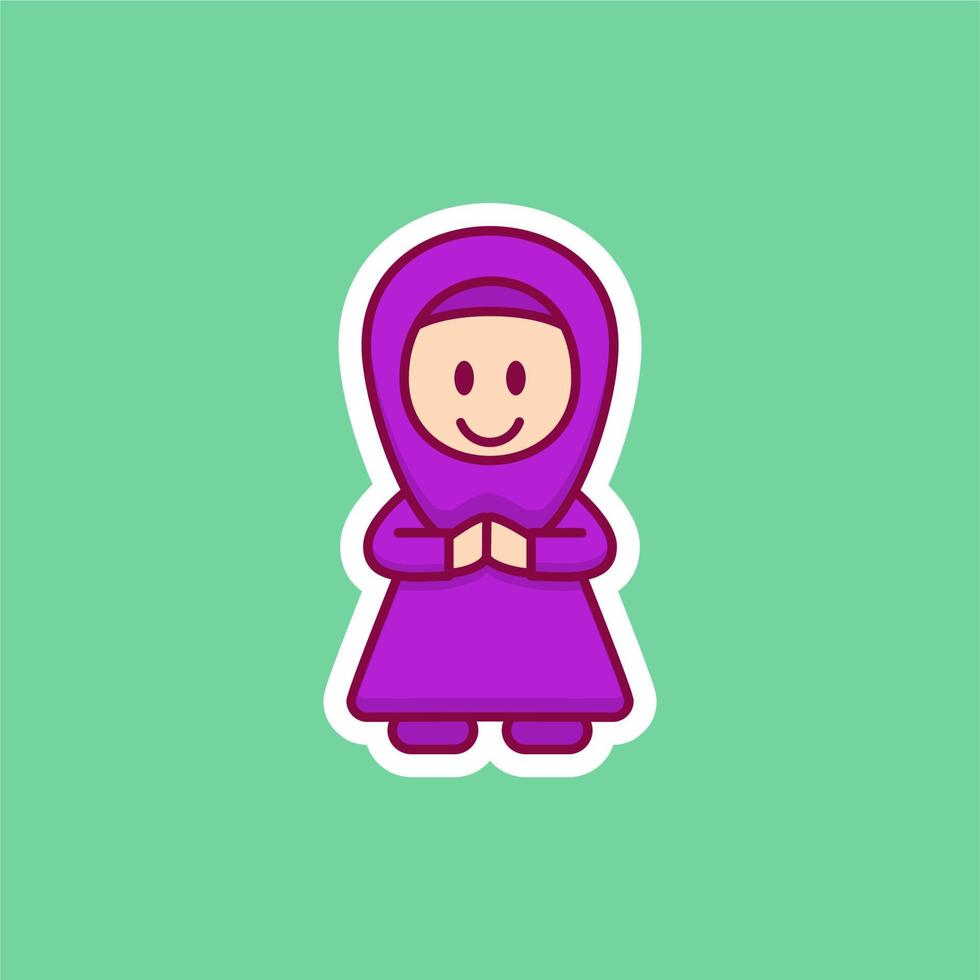 Cute Muslim Woman Cartoon vector
