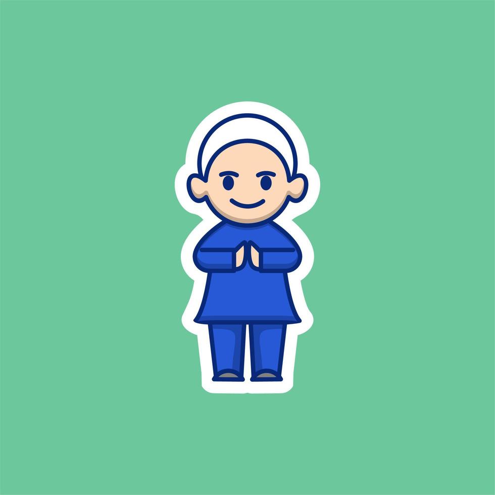 Cute Muslim Man Cartoon vector