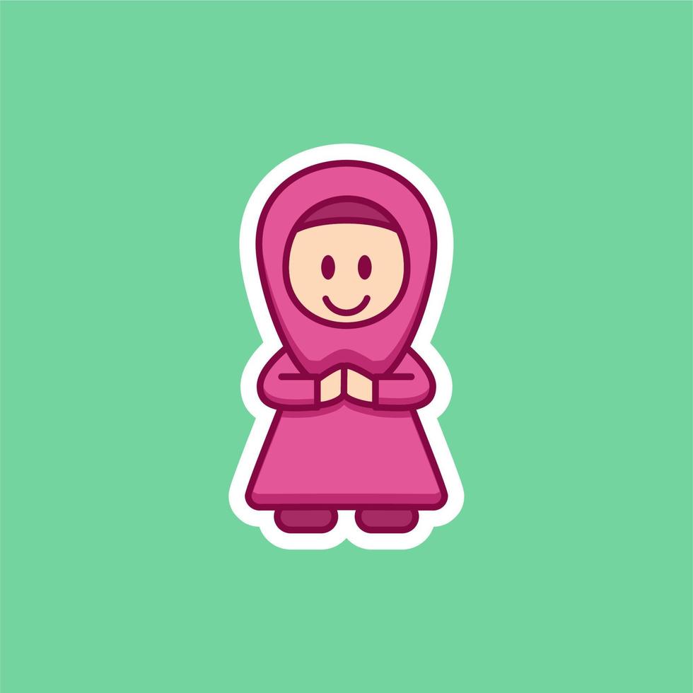 Cute Muslim Woman Cartoon vector