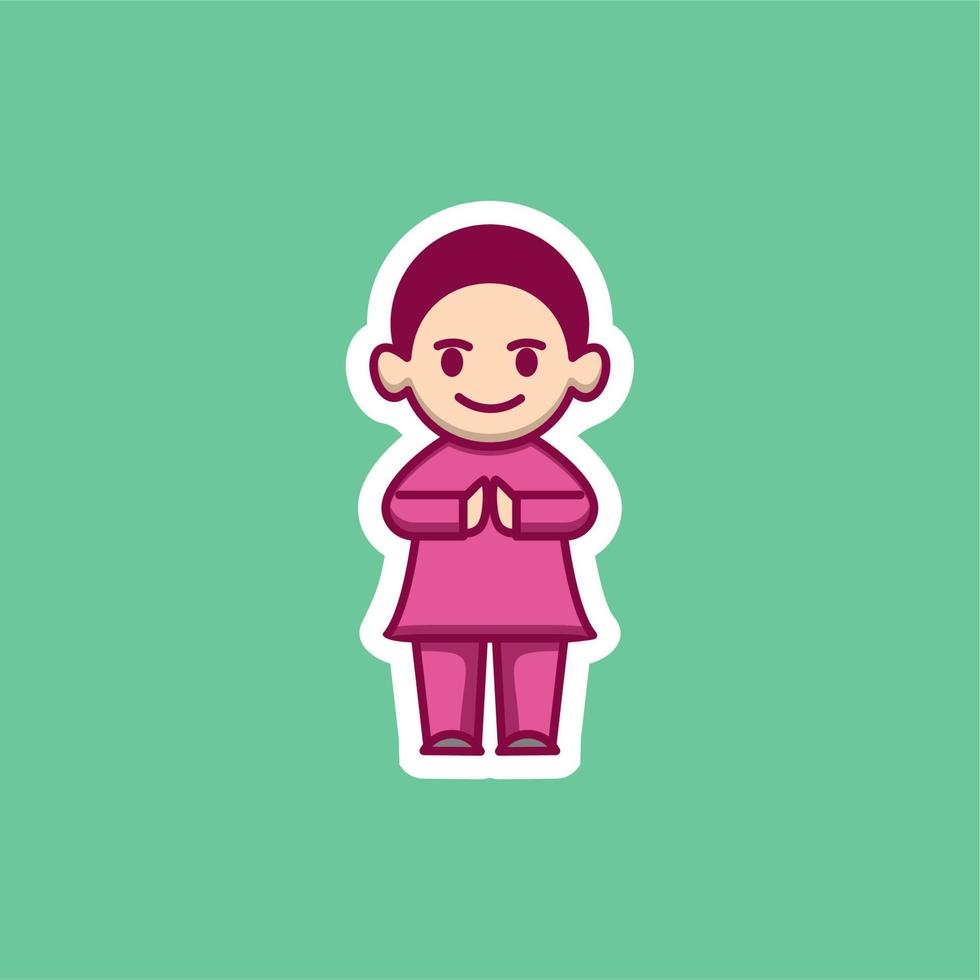 cute muslim man cartoon vector