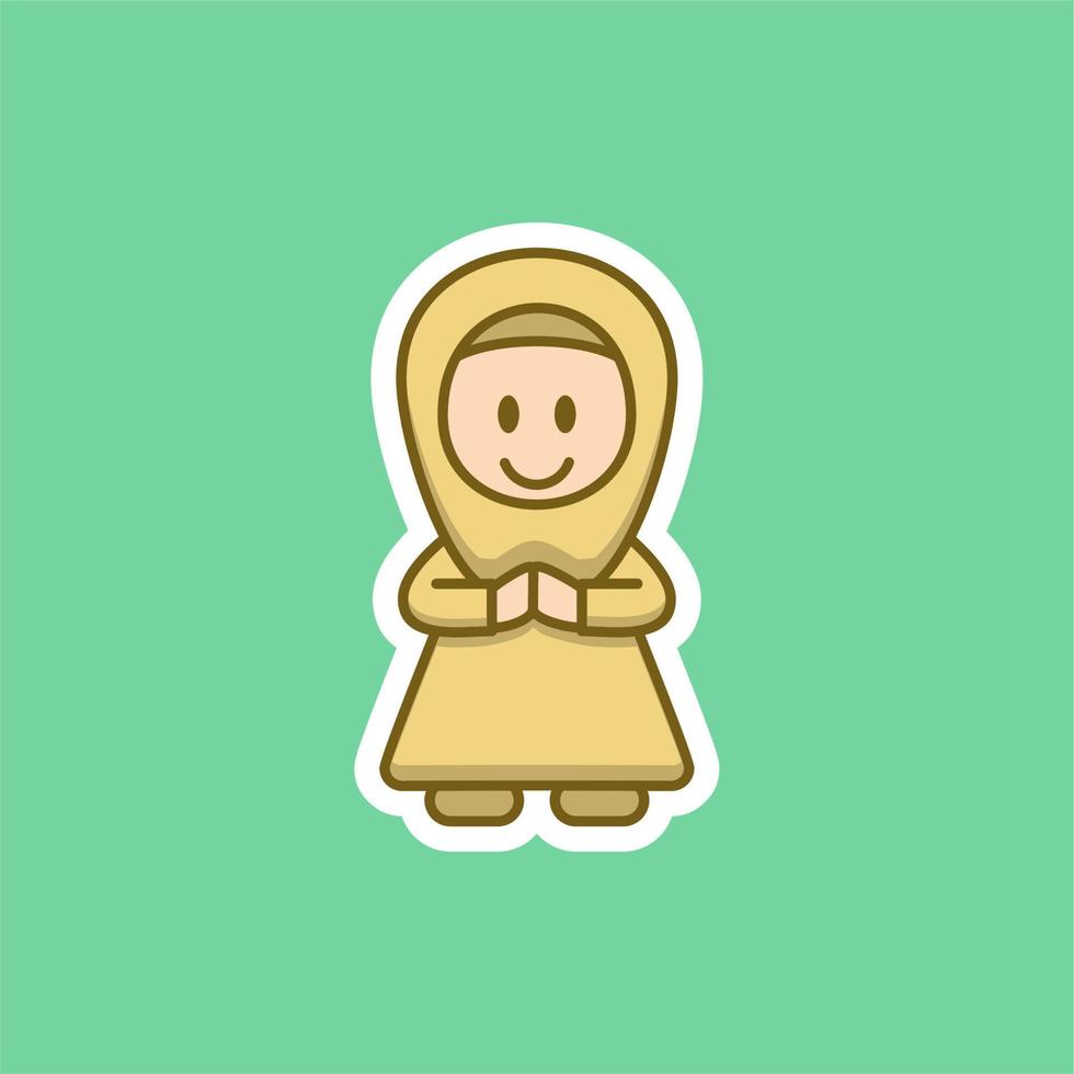 Cute Muslim Woman Cartoon vector