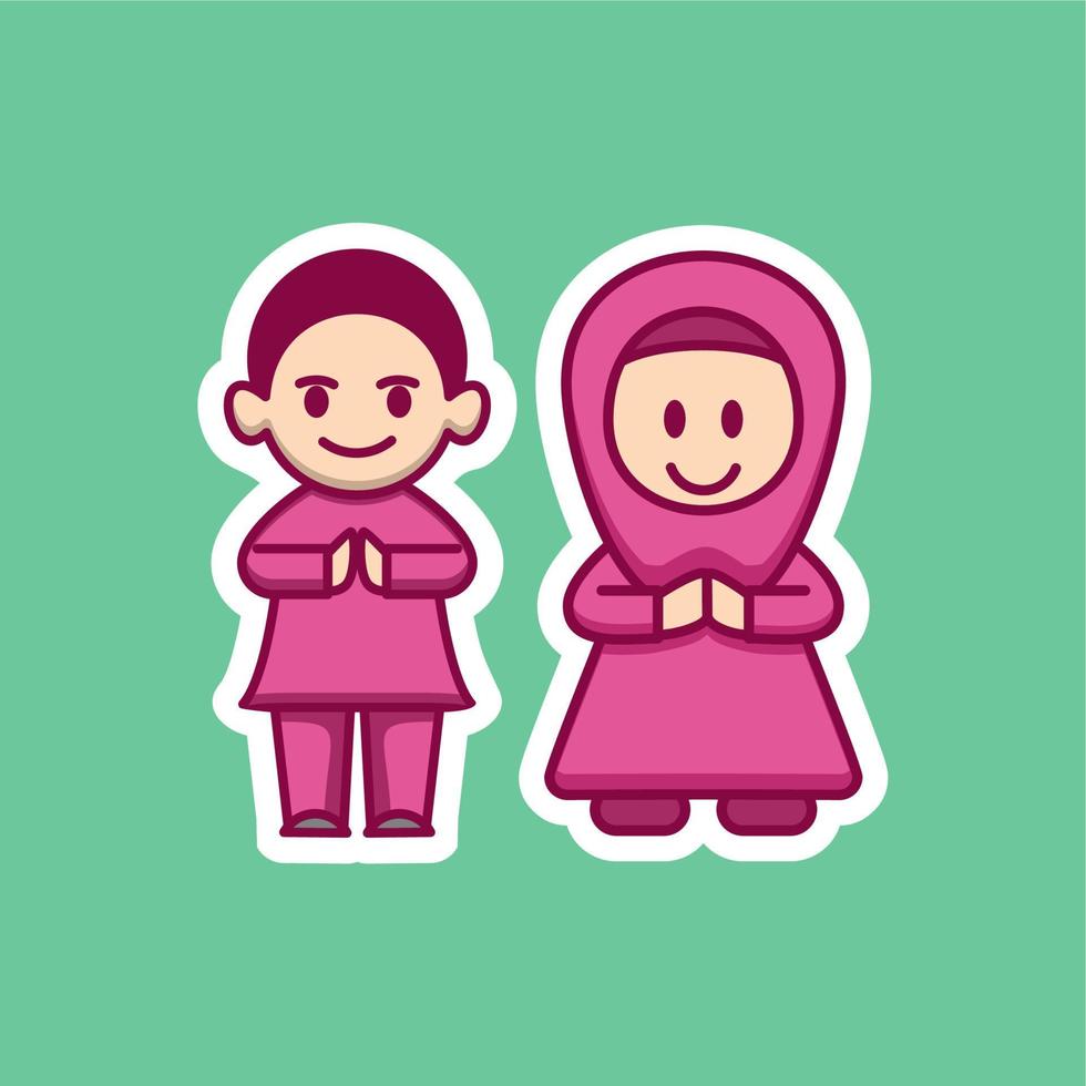 Cute Muslim Couple Cartoon vector