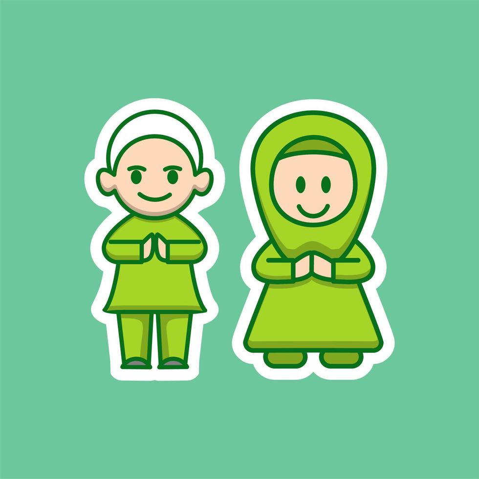 Cute Muslim Couple Cartoon vector