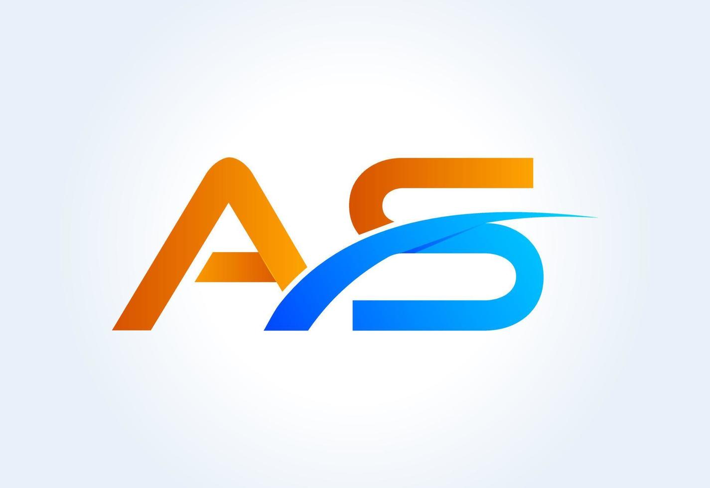 Gradient A S letter logo design, with swoosh, Vector design concept