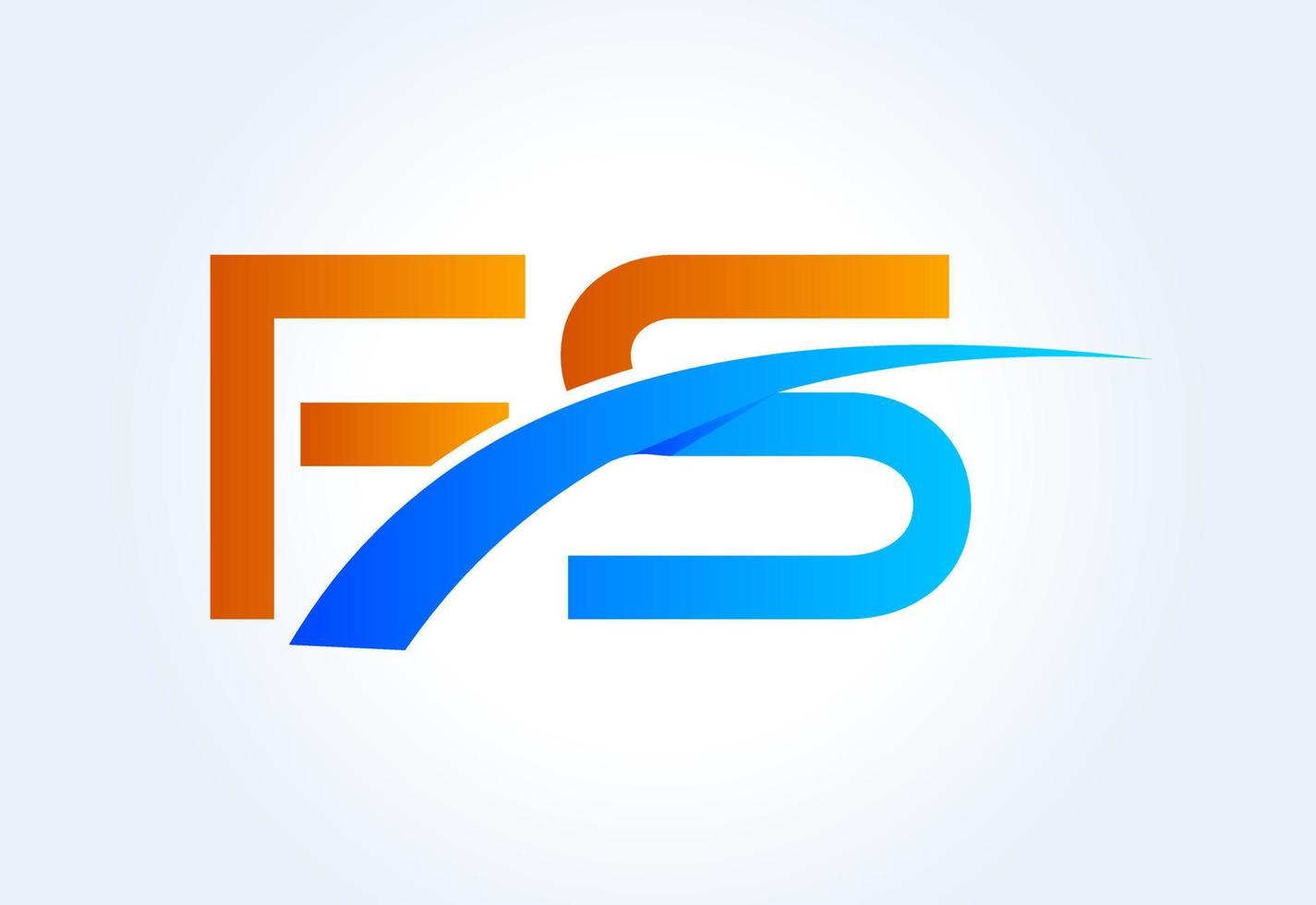 Gradient F S letter logo design, with swoosh, Vector design concept