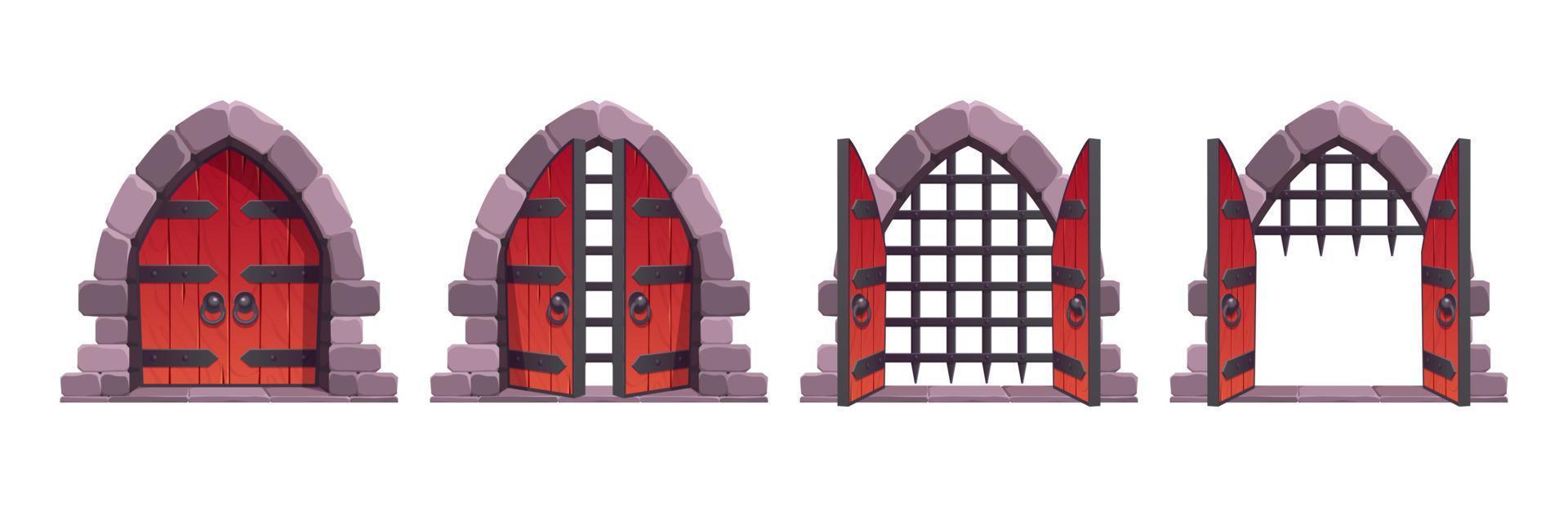 medieval castillo puertas abierto animación vector activo