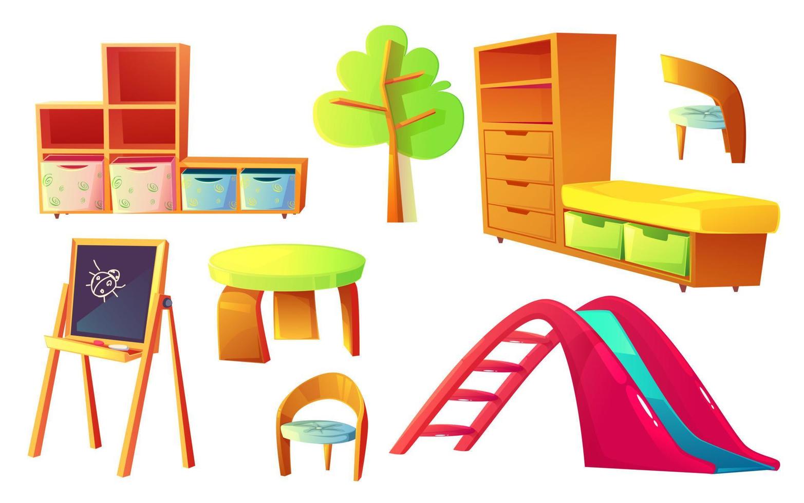 Kindergarten furniture for childrens class room vector