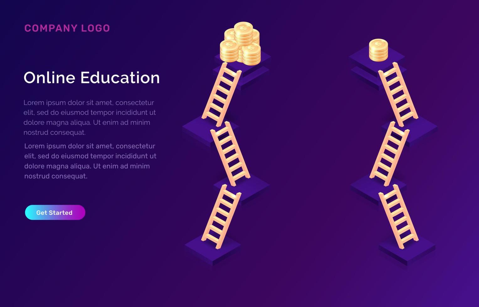 Online education or training isometric concept vector