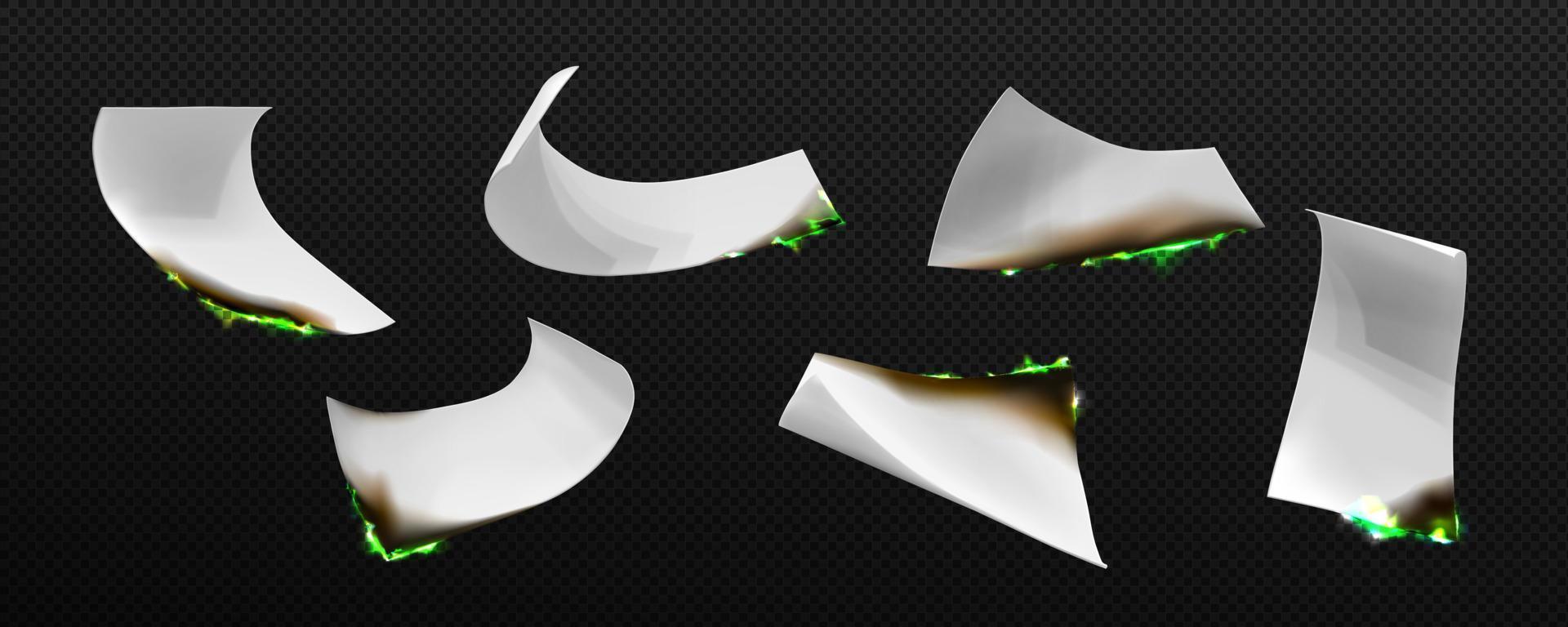 Realistic set of burning paper sheets vector