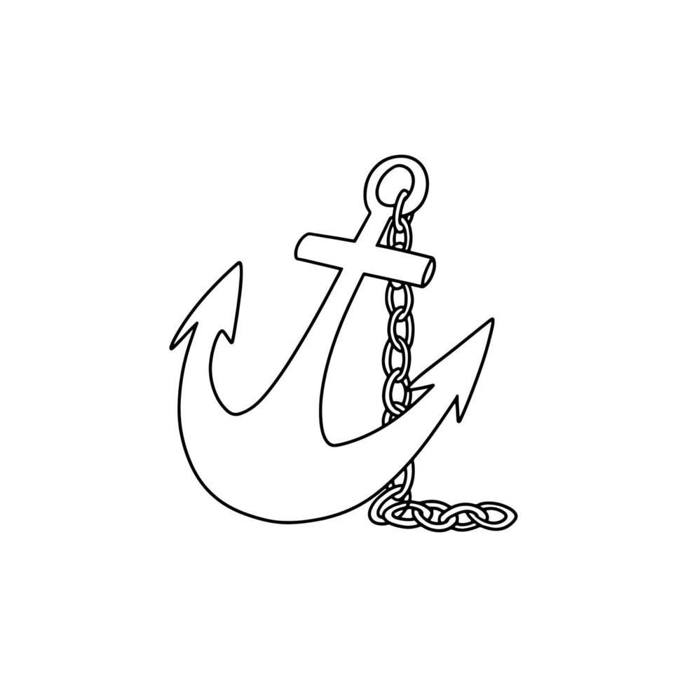 Vector illustration with an anchor. Isolated on a white background. In the outline style. For banners, t-shirts, postcards, etc.