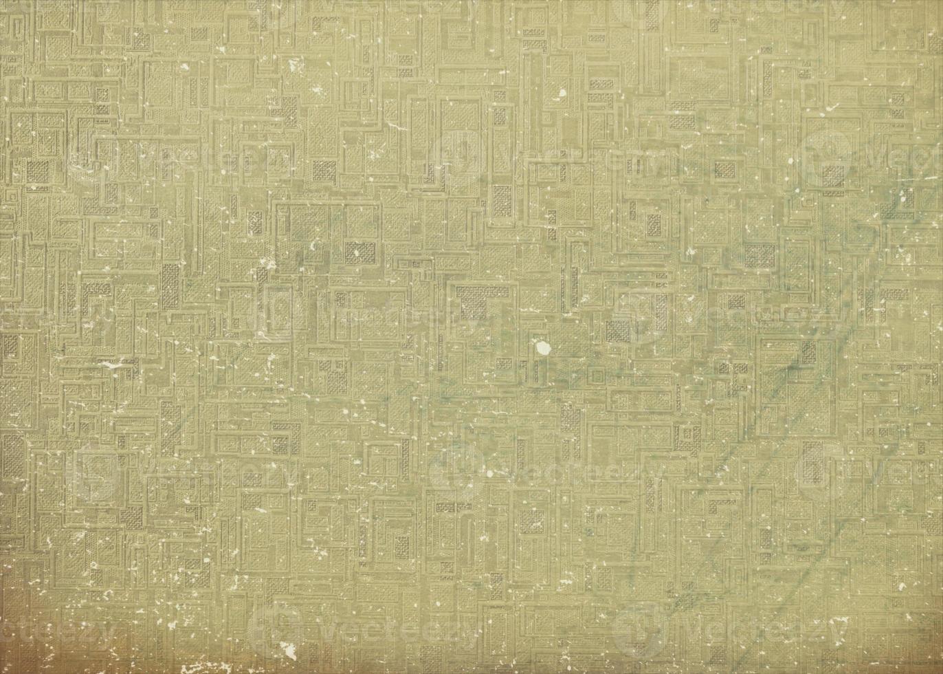 Vintage background of old wallpaper with a geometric pattern of scuffs and scratches. photo