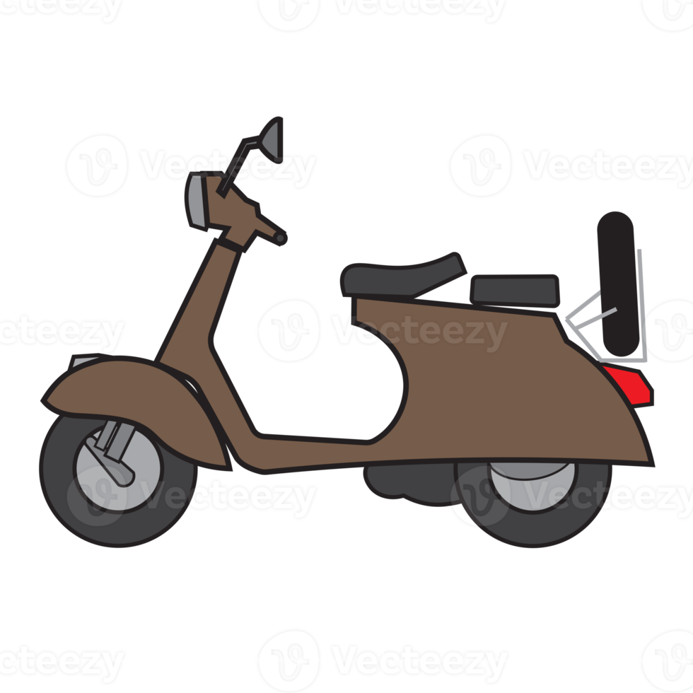 scooter trasporto piatto disegno, classico scooter e colorato stile png