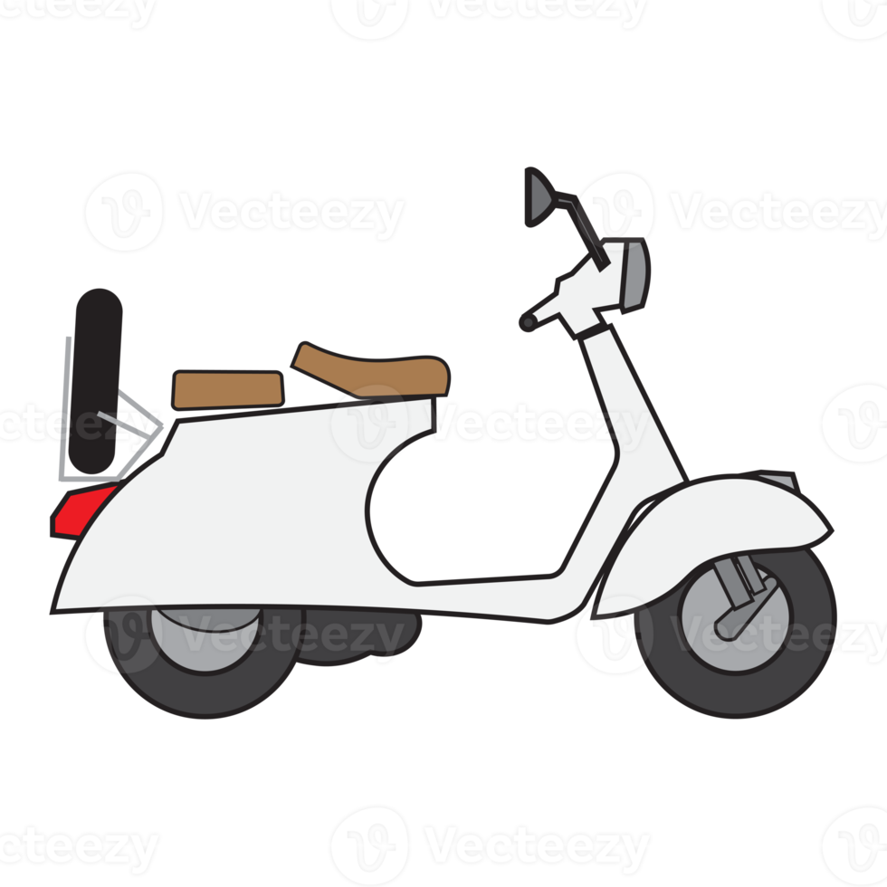 scooter trasporto piatto disegno, classico scooter e colorato stile png