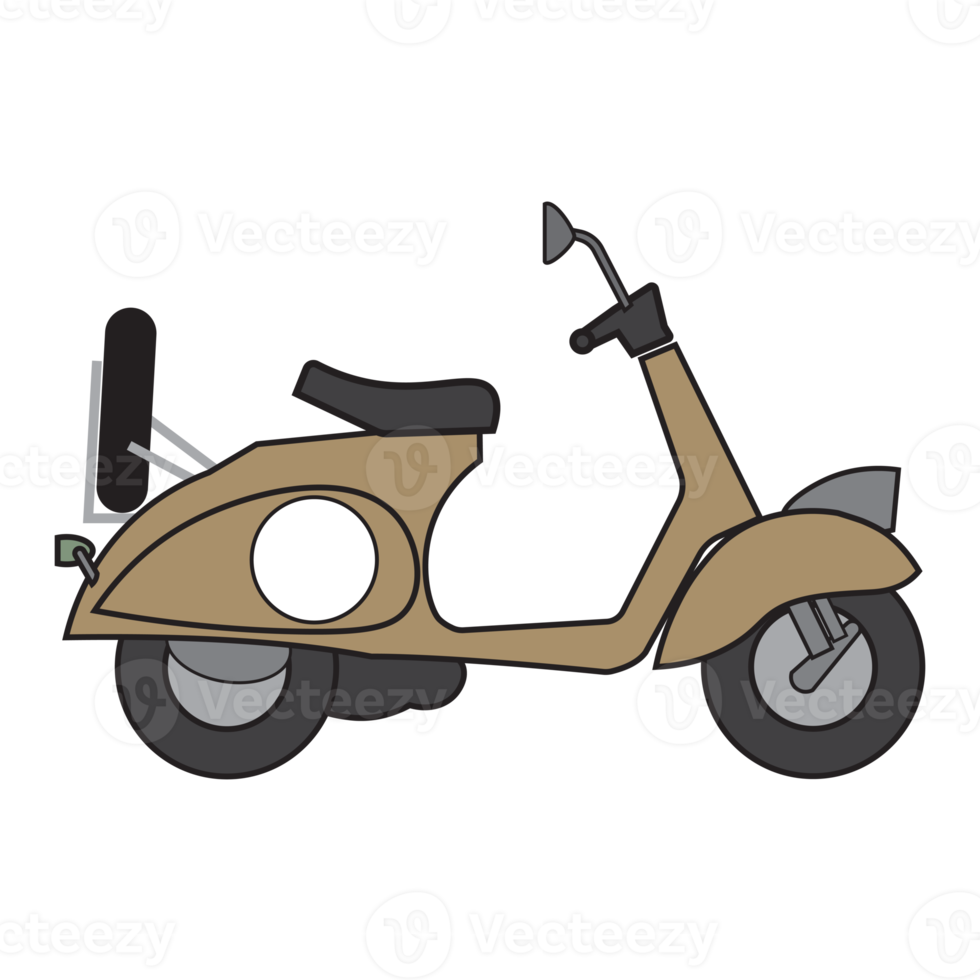 scooter trasporto piatto disegno, classico scooter e colorato stile png