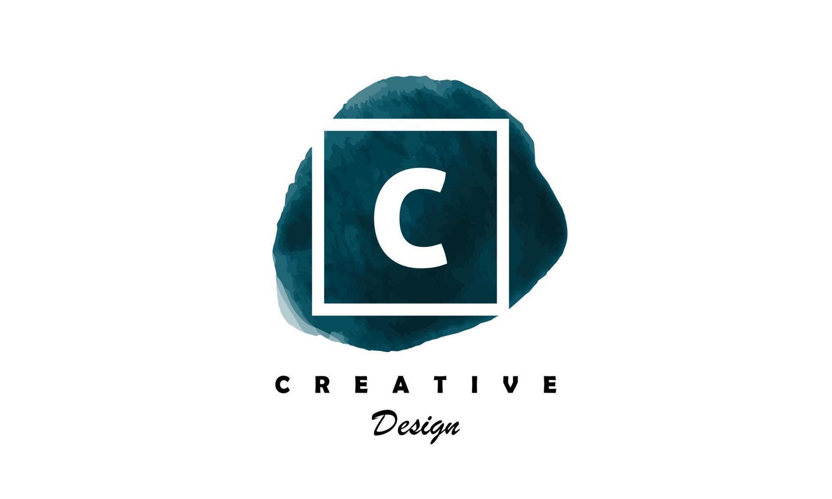 C water color logo artistic, fancy, trendy hand drawn vector design on black background.