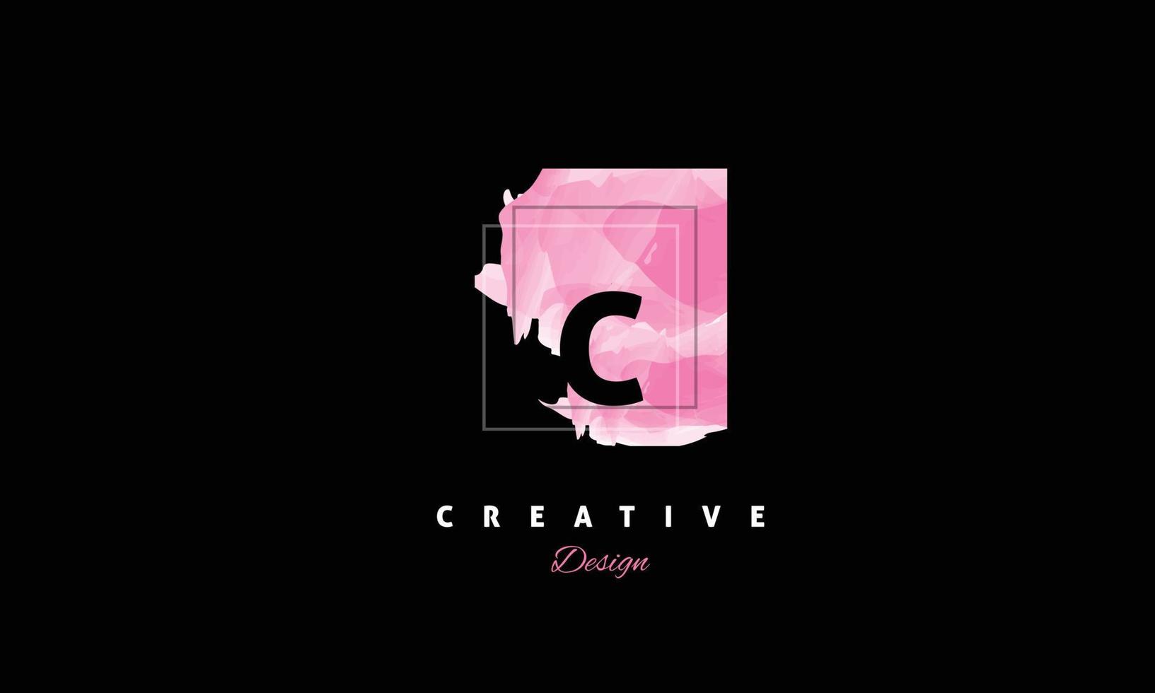C water color logo artistic, fancy, trendy hand drawn vector design on black background.