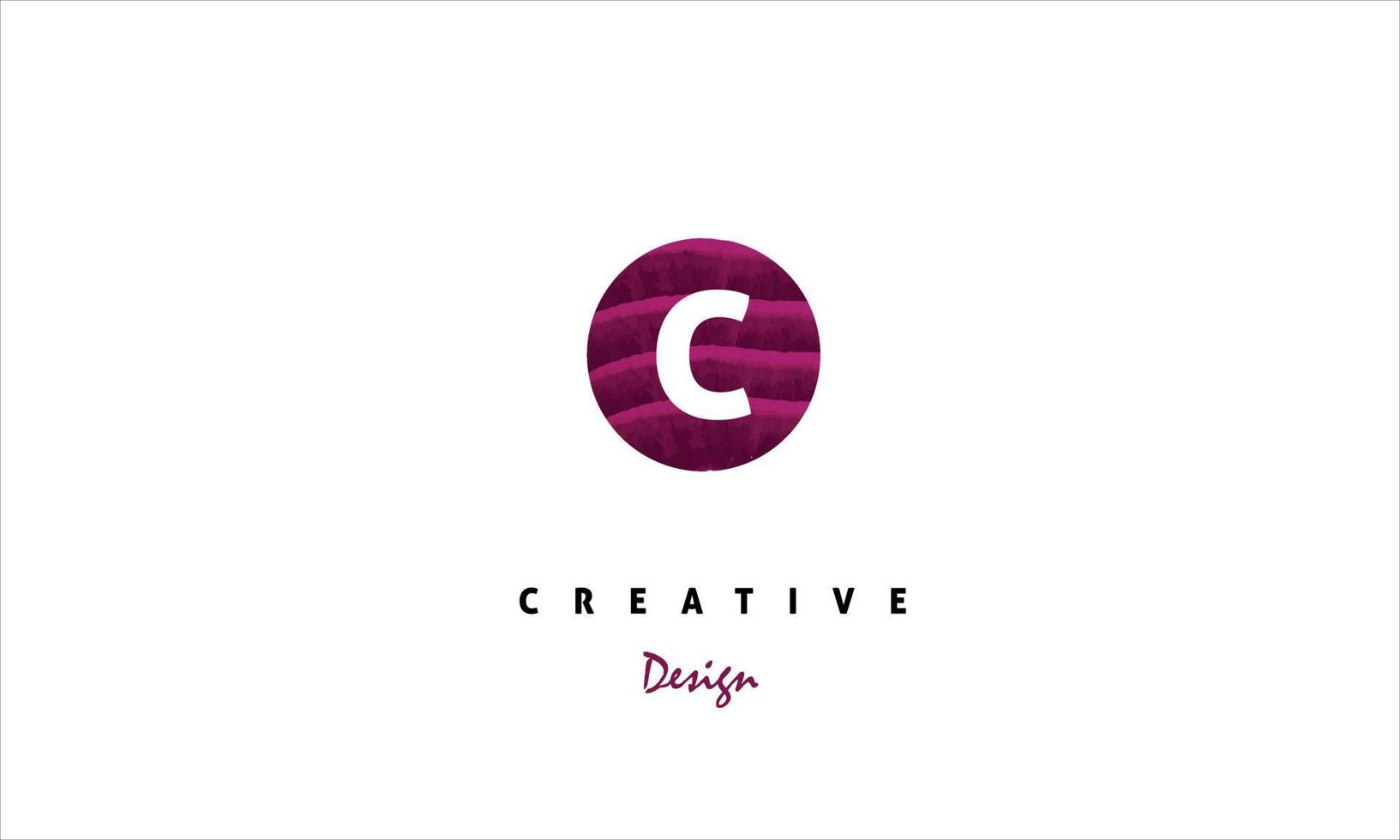 C water color logo artistic, fancy, trendy hand drawn vector design on black background.