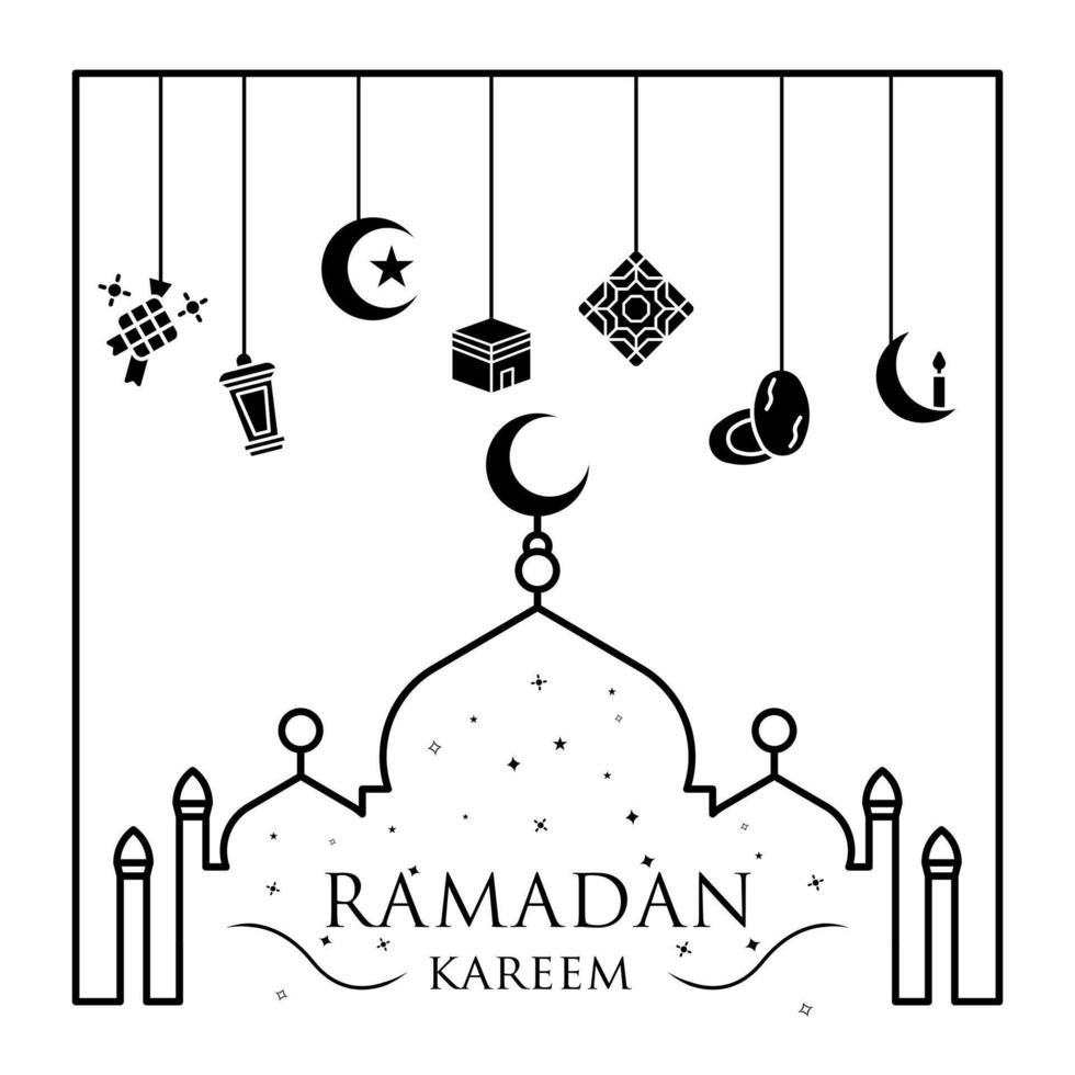 Vector Ramadan kareem element background decorative design black and white style