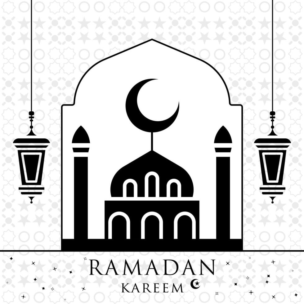 Vector Ramadan kareem element background decorative design black and white style