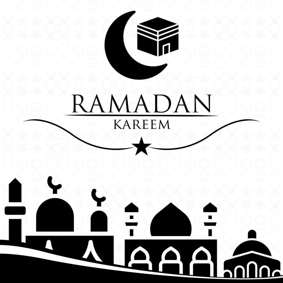 Vector Ramadan kareem element background decorative design black and white style
